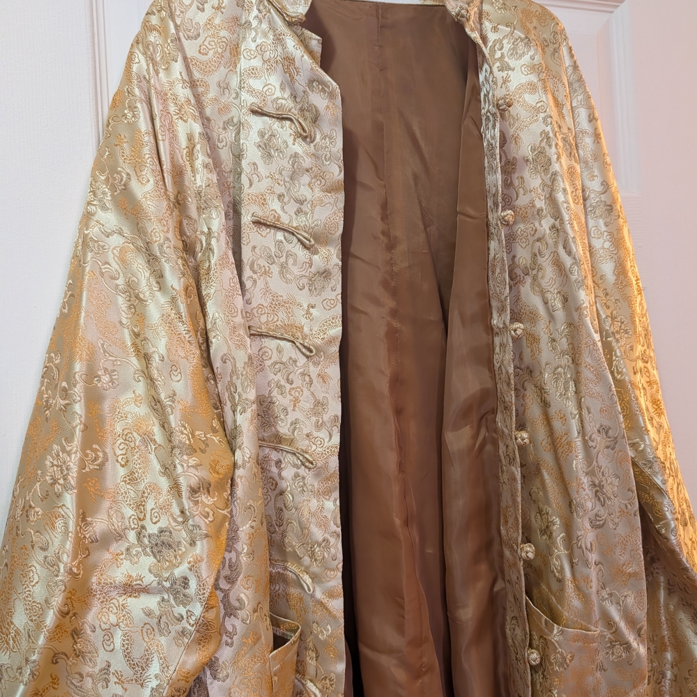 Elegant Gold and Cream Brocade Coat
